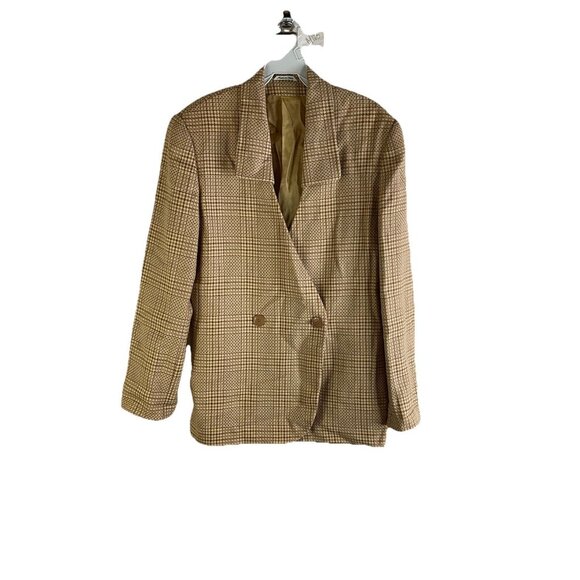 Vintage Missoni Italy Wool Houndstooth Plaid Skirt Suit Blazer Set Womens 14